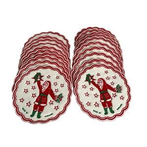 Vintage Christmas Saucer Mats Santa Junk Journaling Scalloped England Lot 20
